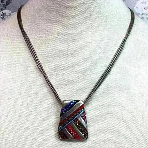 Chico’s Silver Necklace with Muti Colored Pendant